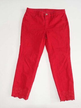 Talbots Women's Flawless Slim Ankle Jeans Size 6 Petite Red Stretch 23" Inseam P